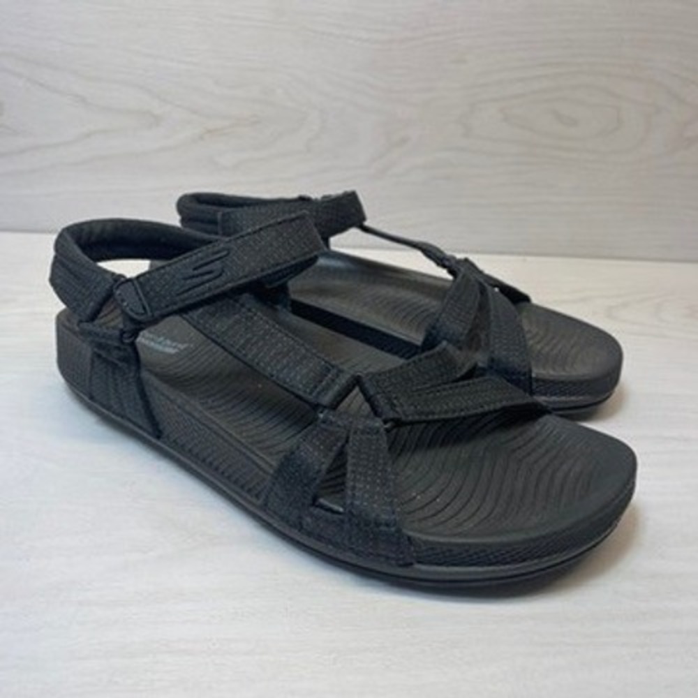 Skechers Womens 8 On-the-GO Hyper Burst Strappy Sandals Black Athletic Walking
